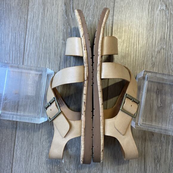 Kork-Ease Sandals Women Sz 9.5 Tan Leather Buckle Strappy Comfortable - Picture 4 of 9